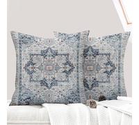 ECZOIL - Juego de 2 fundas de cojín decorativas de estilo boho 50x50 cm, cojines vintage de estilo bohemio para sala de estar, dormitorio, sofá, decoración del hogar con cremallera oculta - Azul
