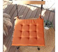 ED Enjoy Home - Cojín para Silla Exterior e Interior, Color Naranja coñac, 40 x 40 cm, Repelente al Agua con Tratamiento UV, para jardín, terraza, Grosor de 3 cm, con Cintas de Nudillos, colección