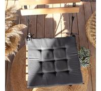 ED Enjoy Home - Cojín para Silla Exterior e Interior, Gris Oscuro, 40 x 40 cm, Repelente al Agua con Tratamiento antirrayos UV, para jardín, terraza, Grosor 3 cm, con Cintas de Nudillos, colección