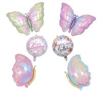 ED-Lumos Set 6 Globos de Aluminio Mariposa Multicolor para Fiesta | Decoración Cumpleaños, Baby Shower, Aniversario, Metalizados Brillantes Reutilizables, Inflado Fácil