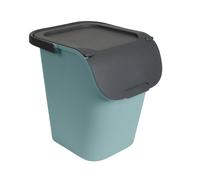 EDA - Papelera de clasificación 40 L - Papelera de clasificación selectiva con tapa - Amplia apertura - Superponible y embutible, color verde eucalipto
