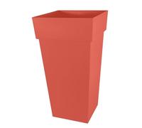 EDA Toscana - Maceta Cuadrada Alta XXL - Volumen 98 L - 43,3 x 43,3 x 80 cm - Naranja Tierra Batida