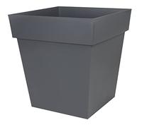 EDA Toscana - Maceta Cuadrada de 50 cm, Volumen 87 L, 49,5 x 49,5 x 52,5 cm, Color Gris Antracita