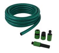 Edco Eindhoven B.V. Kinzo - Juego de manguera de jardín de 15 metros, manguera de agua de 14 mm (1/2") máx. 6 bar, con 3 acoplamientos y 1 pulverizador, adecuada para aspersores de jardín, color verde
