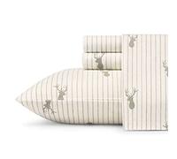 Eddie Bauer - Colección de Franela - Juego de sábanas de algodón, Preencogido y Cepillado para Mayor suavidad, Comodidad y sensación acogedora, Deer Lodge, Twin