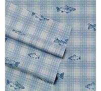 Eddie Bauer Home | Colección de percal | Juego de sábanas - 100% algodón, Fresco y Ligero, Absorbe la Humedad, tamaño Individual, a Cuadros, USHSA01104475