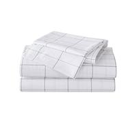 Eddie Bauer Home Sheets - Juego de Ropa de Cama de percal de algodón, crujiente y Fresco, Elegante decoración del hogar, tamaño matrimonial, Cuadros del Norte Gris/Blanco