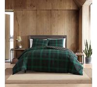 Eddie Bauer - Juego de Funda de edredón Queen, Ropa de Cama Reversible de algodón con Fundas a Juego, decoración del hogar a Cuadros con Cierre de botón (Verde tartán Bosque, Queen)
