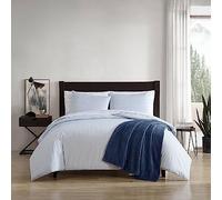 Eddie Bauer - Juego de Funda de edredón tamaño Queen, Juego de Ropa de Cama de algodón con Fundas a Juego, Estilo Casual Home D Cor (Rayas Azul Marino, Queen)