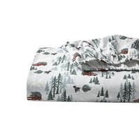 Eddie Bauer - Juego de sábanas de Franela de algodón Transpirable y cálido con Bolsillos Profundos, Cepillado para Mayor suavidad, acogedora decoración del hogar, Certificado Oeko-Tex (Deer Hollow,