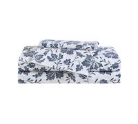 Eddie Bauer - Juego de sábanas tamaño Individual, Juego de Ropa de Cama de percal de algodón, decoración Floral para el hogar, Certificado Oeko-Tex (Woodblock Floral Blue, Individual)