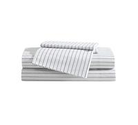 Eddie Bauer - Juego de sábanas tamaño Queen, Juego de Ropa de Cama de percal de algodón, súper Suave y Acogedor, decoración del hogar, Certificado Oeko-Tex (Ticking Stripe Grey, Queen)