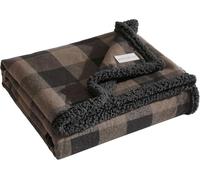 Eddie Bauer Manta Reversible de Sherpa, decoración del hogar a Cuadros Escoceses para Todas Las Estaciones, marrón/Negro