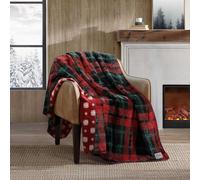 Eddie Bauer - Manta Reversible, Ropa de Cama de Forro Polar de Felpa, decoración del hogar para Todas Las Estaciones, Certificado Oeko-Tex (Trailhead Plaid Red, 60 x 70 Pulgadas)