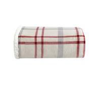 Eddie Bauer Ropa de Cama Reversible de Forro Polar Sherpa, decoración del hogar para Todas Las Estaciones, poliéster, Rojo Castillo, Gris/Marfil, Manta