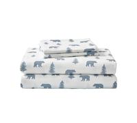 Eddie Bauer - Sábanas King, Juego de Cama de Franela de algodón, Cepillado para Mayor suavidad, decoración acogedora del hogar (Osos y árboles, King)