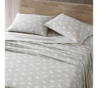 Eddie Bauer - Sábanas matrimoniales, Juego de Cama de Franela de algodón, Cepillado para Mayor suavidad, decoración acogedora del hogar (Elk Grove Silver, Full)