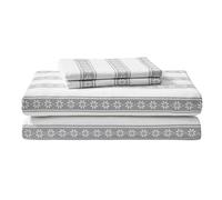 Eddie Bauer - Sábanas matrimoniales, Juego de Ropa de Cama de Franela de algodón, Cepillado para Mayor suavidad, decoración acogedora del hogar (Isla Feria de Copos de Nieve, matrimonial)
