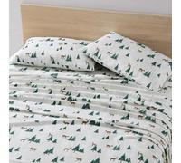 Eddie Bauer - Sábanas Queen, Juego de Cama de Franela de algodón, Cepillado para Mayor suavidad, decoración acogedora del hogar (Hueca de Ciervos, Queen)