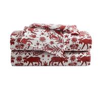 Eddie Bauer - Sábanas tamaño Individual, Juego de Ropa de Cama de Franela de algodón, Cepillado para Mayor suavidad, acogedora decoración para el hogar (Rojo Arcadia, Individual)
