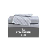 Eddie Bauer - Sábanas tamaño Individual, Juego de Ropa de Cama de percal de algodón, decoración Fresca y Fresca para el hogar (Rayas Azul Marino/Verde, Individual)
