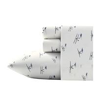 Eddie Bauer Sheet Set Juego de Ropa de Cama de percal de algodón, Fresco, Elegante decoración del hogar, Planes Blanco/Rojo/Azul, Matrimonio Doble