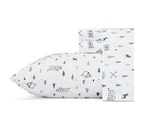 Eddie Bauer Sheet Set Juego de Ropa de Cama de percal de algodón, Fresco, Elegante decoración del hogar, Campout Blanco/Azul Marino, Matrimonio