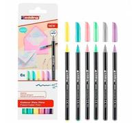 edding 1200 rotulador de color de trazo fino - juego de 6 colores pastel - punta redonda 1 mm - rotulador con punta de fieltro para dibujar y escribir - para colegio o mandala