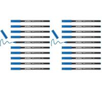 Edding 1300-010 - Caja con 10 Rotuladores con Punta de Fibra - 2mm - Azul Claro (Paquete de 2)