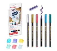 edding Rotuladores 1340 metálicos con purpurina – Punta de pincel – Set de 6 multicolor