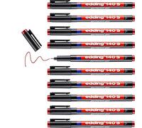 edding 140 S rotulador permanente - 10 rotuladores - marrón - punta redonda de 0,3mm -bolígrafo para escribir sobre cristal, plástico,láminas y superficies lisas - secado rápido, no mancha,impermeable