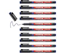 edding 140 S rotulador permanente - 10 rotuladores - rojo - punta redonda de 0,3 mm -bolígrafo para escribir sobre cristal, plástico,láminas y superficies lisas - secado rápido, no mancha,impermeable