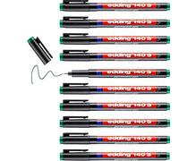 edding 140 S rotulador permanente - 10 rotuladores - verde - punta redonda de 0,3 mm -bolígrafo para escribir sobre cristal, plástico,láminas y superficies lisas - secado rápido, no mancha,impermeable