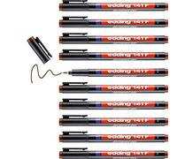 edding 141 F rotulador permanente - 10 rotuladores - marrón -punta redonda de 0,6 mm -bolígrafo para escribir sobre cristal, plástico,láminas y superficies lisas - secado rápido, no mancha,impermeable