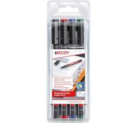 edding Rotulador permanente 141 F – Juego de 4 multicolor – Punta redonda 0,6 mm – Secado rápido