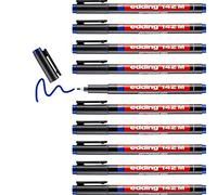 edding 142 M rotulador permanente - 10 rotuladores - azul - punta redonda de 1 mm -bolígrafo para escribir sobre cristal, plástico, láminas y superficies lisas - secado rápido, no mancha,impermeable