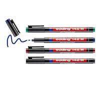 edding Rotulador permanente 142 M – juego de 4 multicolor, punta redonda 1 mm, impermeable