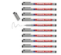 edding 150 S bolígrafo no permanente - negro - 10 plumas redondas de 0,3 mm - Bolígrafo para escribir sobre vidrio, plástico, hojas y superficies lisas, secado rápido, se puede corregir con agua
