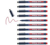 edding 1800 rotulador calibrado - rojo - x10 - ancho de línea 0,5 mm - para escritura precisa, esbozos y dibujo técnico - punta fina con soporte metálico, adecuado para usar con reglas y plantillas