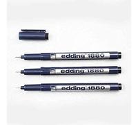 Edding 1880 Drawliner Delineador con Pigmento Fineliner Rotulador de Dibujo - 0.1mm Tinta Negra [Paquete de 3]