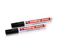 edding 2 rotuladores permanentes 3000, Color Negro, 1,5-3 mm