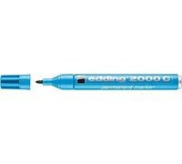 edding 2000 C marcador permanente - azul claro - 1 rotulador - punta redonda 1,5-3mm - indeleble de secado rápido - resistente al agua y a los borrones - cartón, plástico, madera, metal - universal