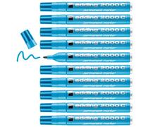 edding 2000 C marcador permanente - azul claro - 10 rotuladores - punta redonda 1,5-3mm - indeleble de secado rápido - resistente al agua y a los borrones - cartón, plástico, madera, metal - universal