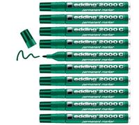 edding 2000 C marcador permanente - verde - 10 rotuladores - punta redonda 1,5-3 mm - indeleble de secado rápido - resistente al agua y a los borrones - cartón, plástico, madera, metal - universal