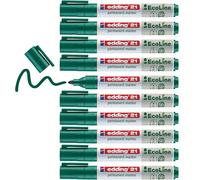 Edding 21-04 - Caja con 10 Marcadores Permanentes Ecoline - Punta Redonda 1,5-3 mm - Verde