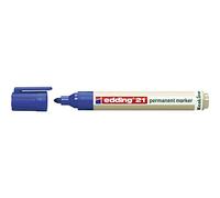 edding 21 EcoLine marcador permanente, azul, 1 rotulador, punta redonda 1,5-3mm, indeleble de secado rápido, resistente al agua y los borrones, cartón, plástico, madera, metal, tela, universal