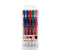 edding 2185 roller gel - negro, rojo, azul, verde, rosa - juego de 5 - 0,7 mm - bolígrafo de gel para escribir, colorear o decorar bullet journals - rotulador de gel para mandalas