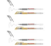 Edding 2185 roller gel - oro, plata (metálico) - 2 rotuladores - 0,7 mm - bolígrafo de gel para escribir, colorear o decorar bullet journals - rotulador de gel purpurina para mandalas (Paquete de 3)