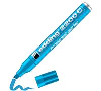 edding 2200 C marcador permanente - azul claro - 1 rotulador - punta biselada 1-5 mm - indeleble de secado rápido - resistente al agua y a los borrones -cartón,plástico,madera,metal,tela -universal