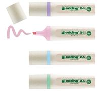 edding 24 EcoLine - 4 Subrayadores en Colores Pastel - Punta Biselada de 2 - 5 m